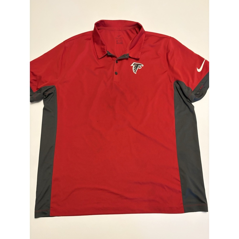 Nike Dri-FIT Atlanta Falcons Polo Shirt Red Grey NFL Team Golf Athletic Mens XL